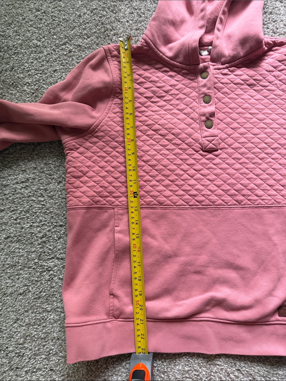 L.L. Bean Quilted Hooded Sweatshirt Pullover Snap Button Size L - Picture 6 of 7